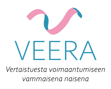 Veera-hankkeen logo sloganilla, monivärinen pinkki-turkoosi