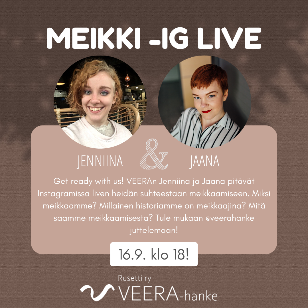 Mainos meikkilivestä, kuvassa Jenniinan ja Jaanan kasvokuvat.