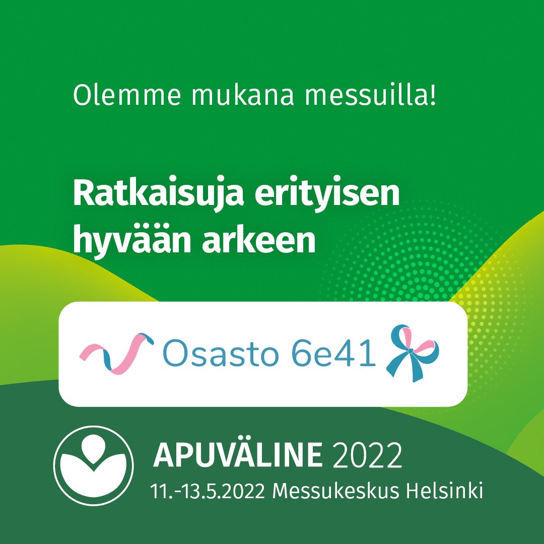 Apuvälinemessu logo mainostekstillä