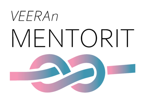 mentorit, liukuvärjätty logo, pinkkiturkoosi solmu