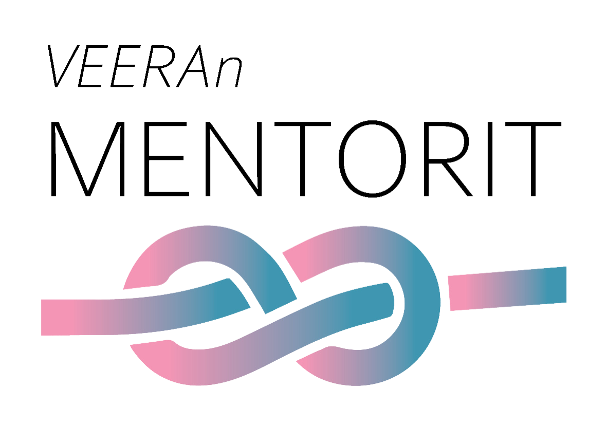 mentorit, liukuvärjätty logo, pinkkiturkoosi solmu