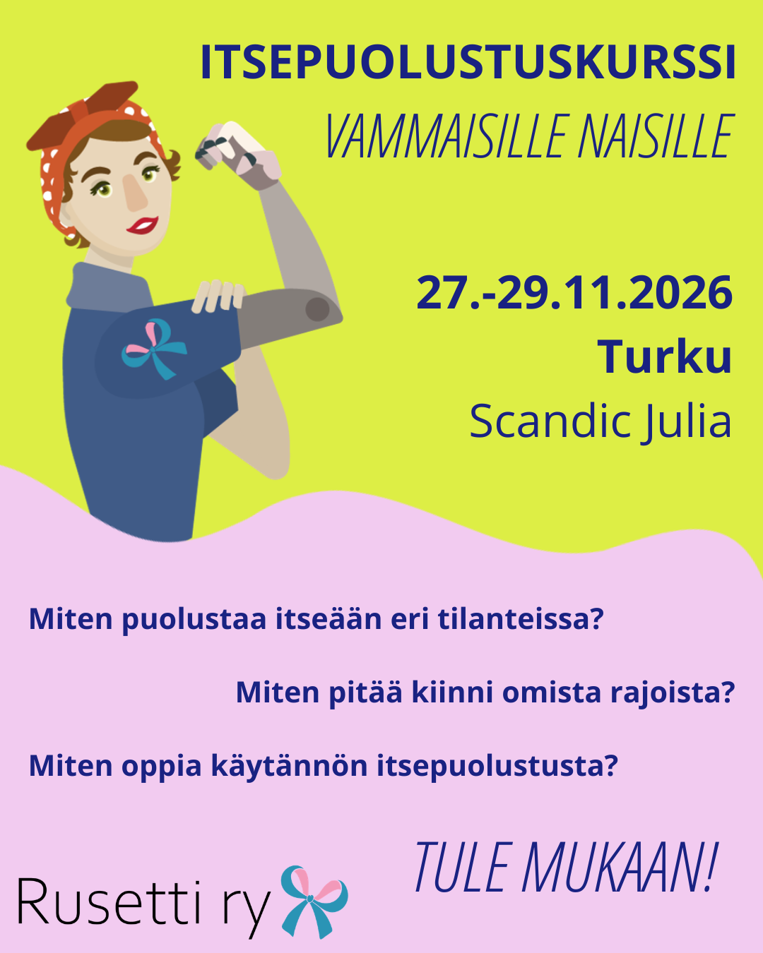 2026_itsepuolustuskurssi_turku Mainoskuva Rusetin itsepuolustuskurssista Turussa